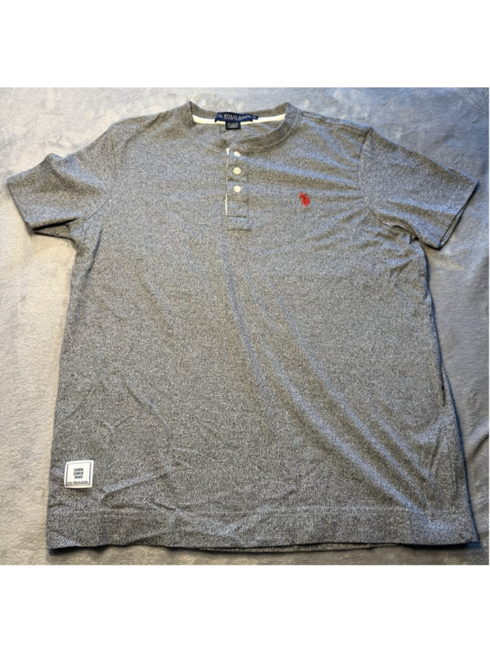 U.S. Polo Assn. Men's Short Sleeve Blue 3 Button T-shirt Size Medium 100% Cotton